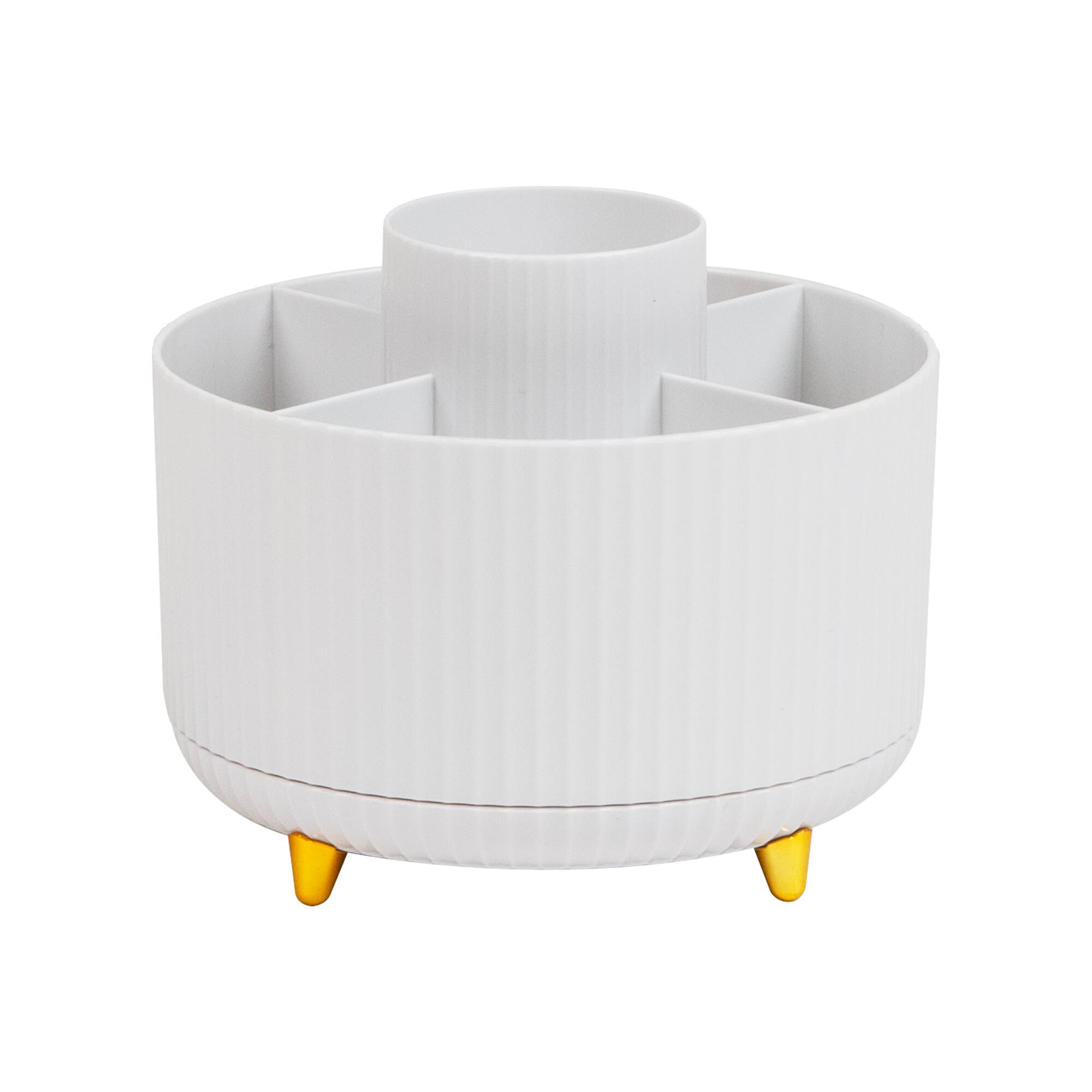 Mind Reader Rotating Pen Cup, 5-Compartment Accessory Holder for Desk Supplies